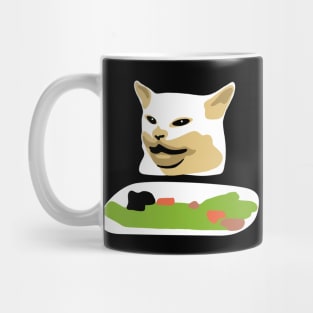 Table Cat Woman Yelling at A Cat Meme Mug